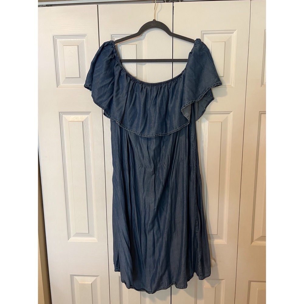 Off the Shoulder Denim Dress 2x